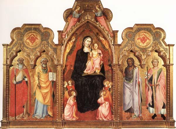 GADDI, Agnolo Madonna and Child with Angels and SS.Benedict and Peter.john the Baptist and Miniato oil painting image